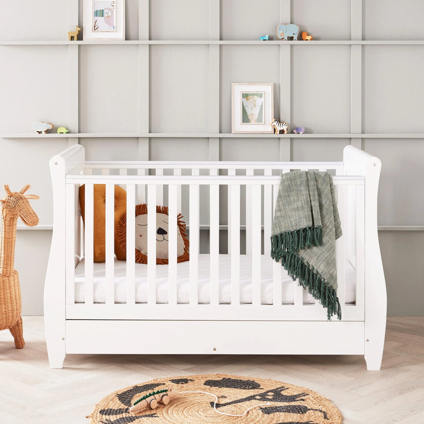 Babymore Stella Sleigh Drop Side Cot Bed