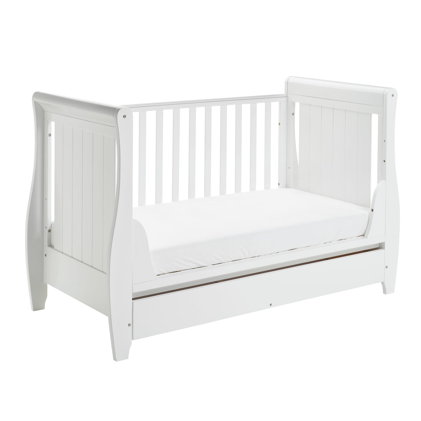 Babymore Stella Sleigh Drop Side Cot Bed