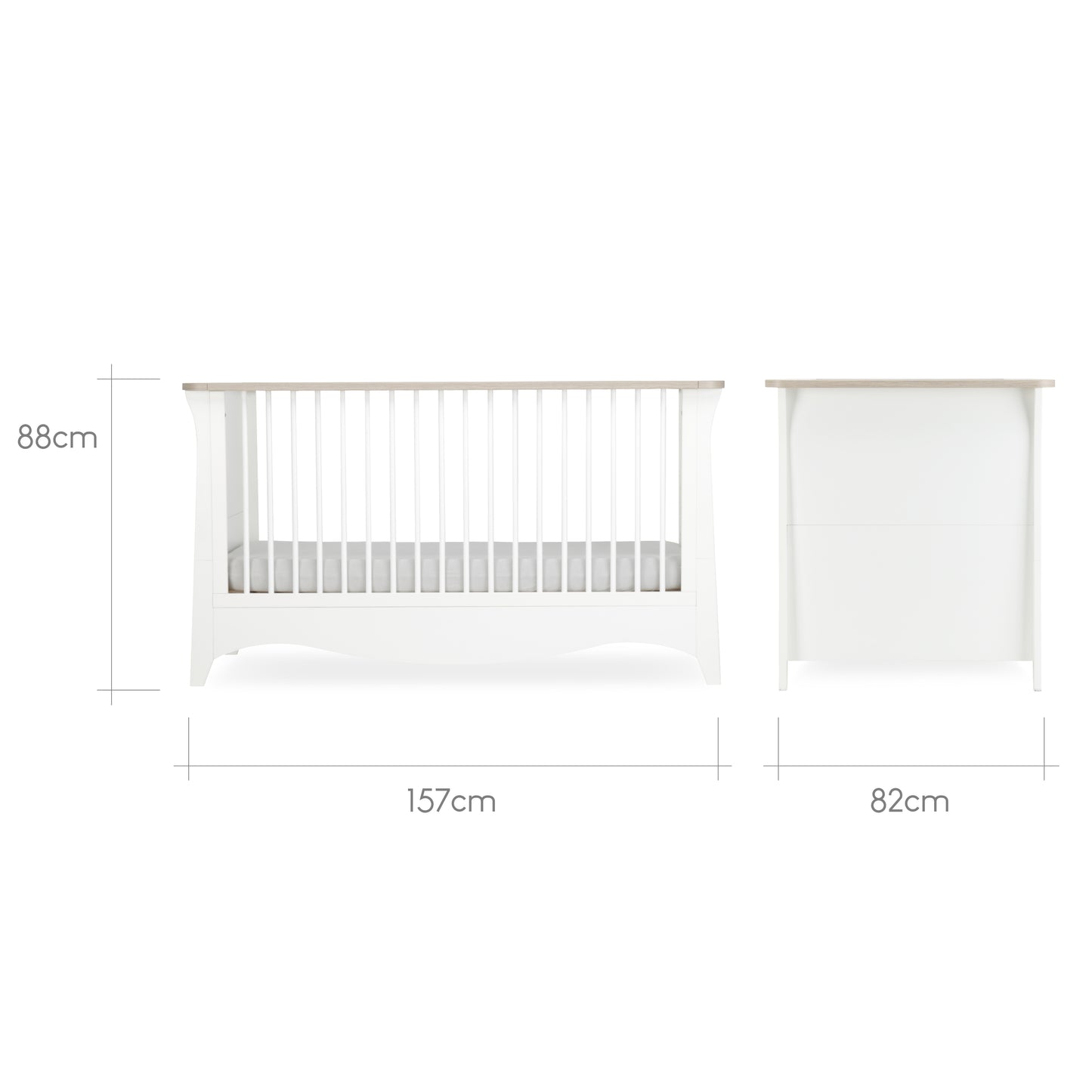 CuddleCo Clara Cot Bed - White & Ash
