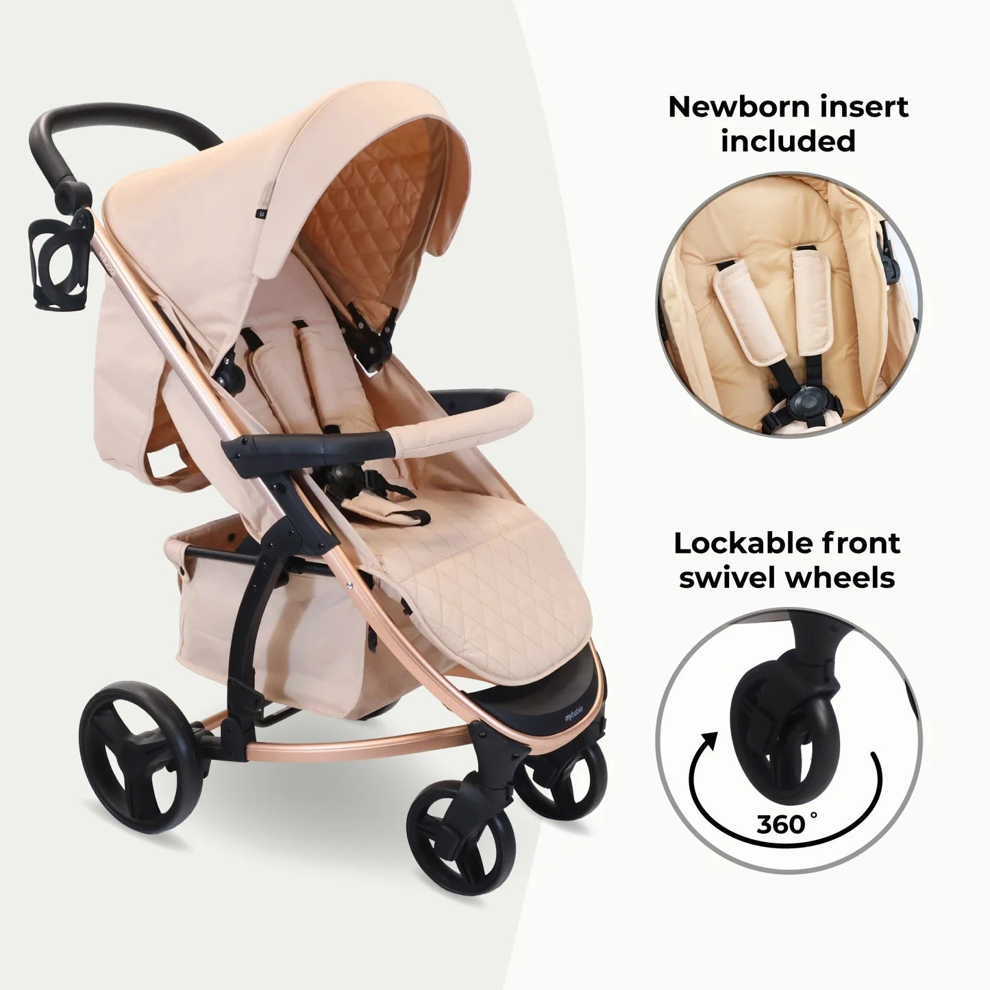 My Babiie MB200i 3-in-1 Travel System with i-Size Car Seat - Blush