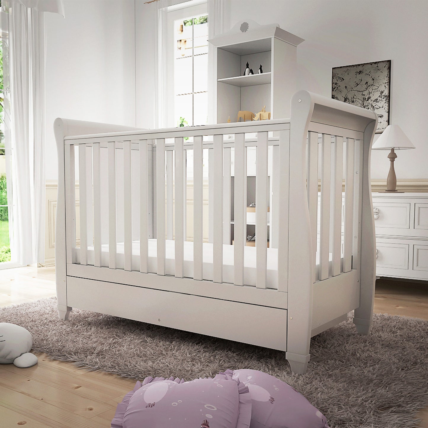 Babymore Eva Sleigh Drop Side Cot Bed