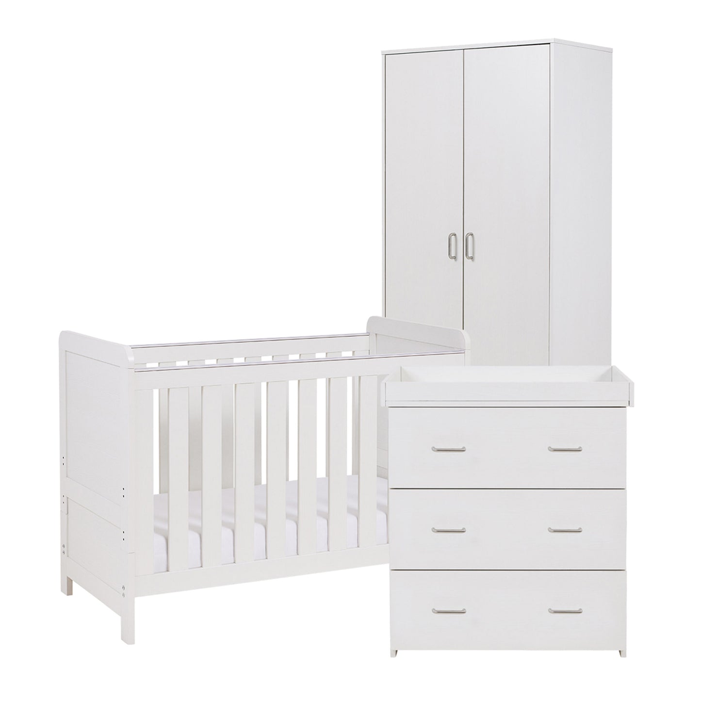 Babymore Caro Mini 3 Piece Nursery Furniture Set – White Wash