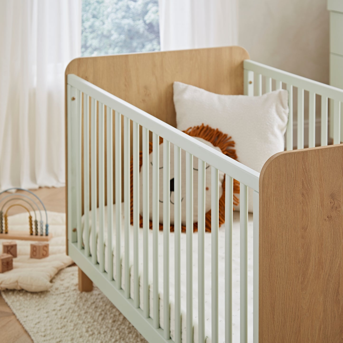 CuddleCo Remi 3 Piece Nursery Furniture Set - Oak & Green