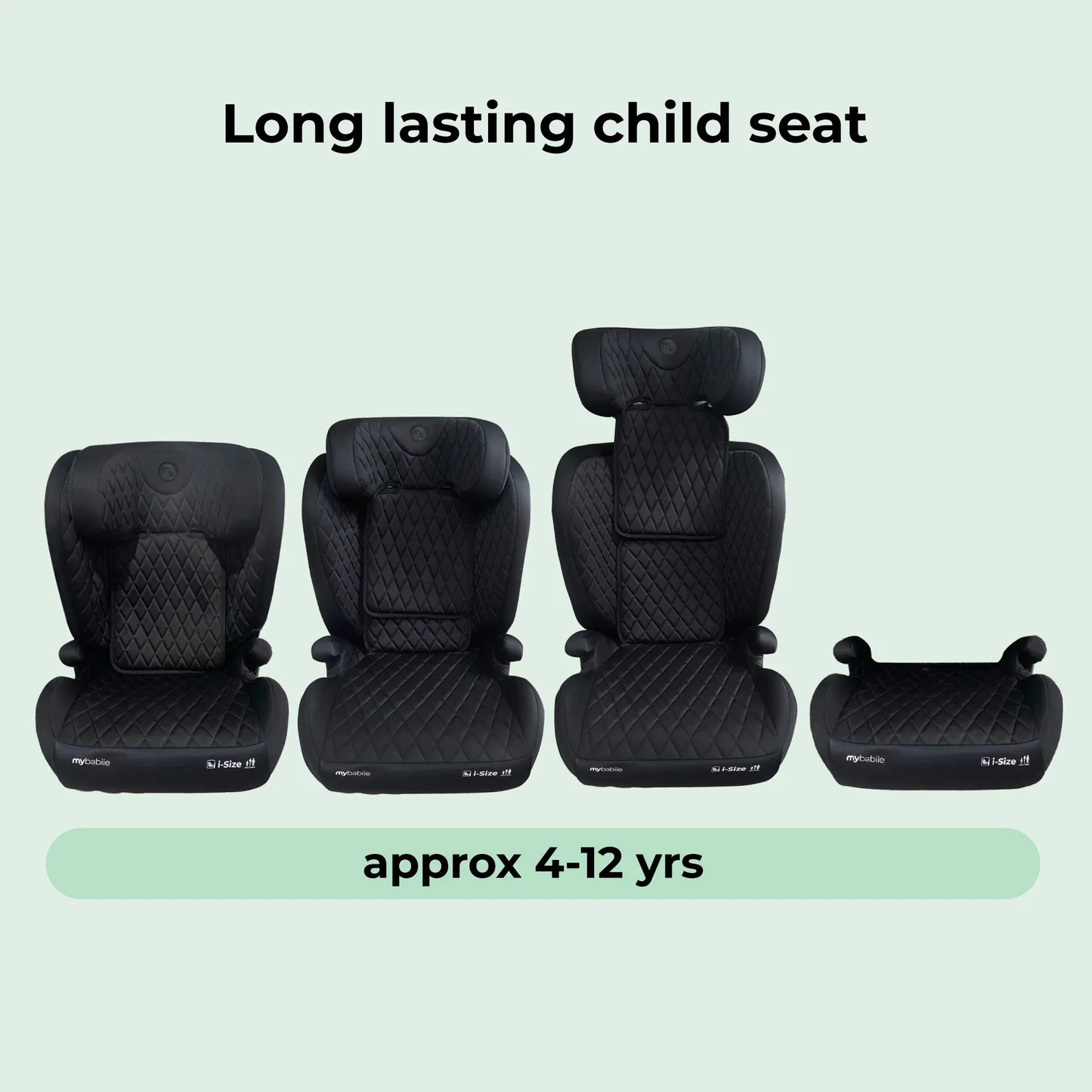 My Babiie MBCS23 High-Back Booster Lite R129 Car Seat - Quilted Black