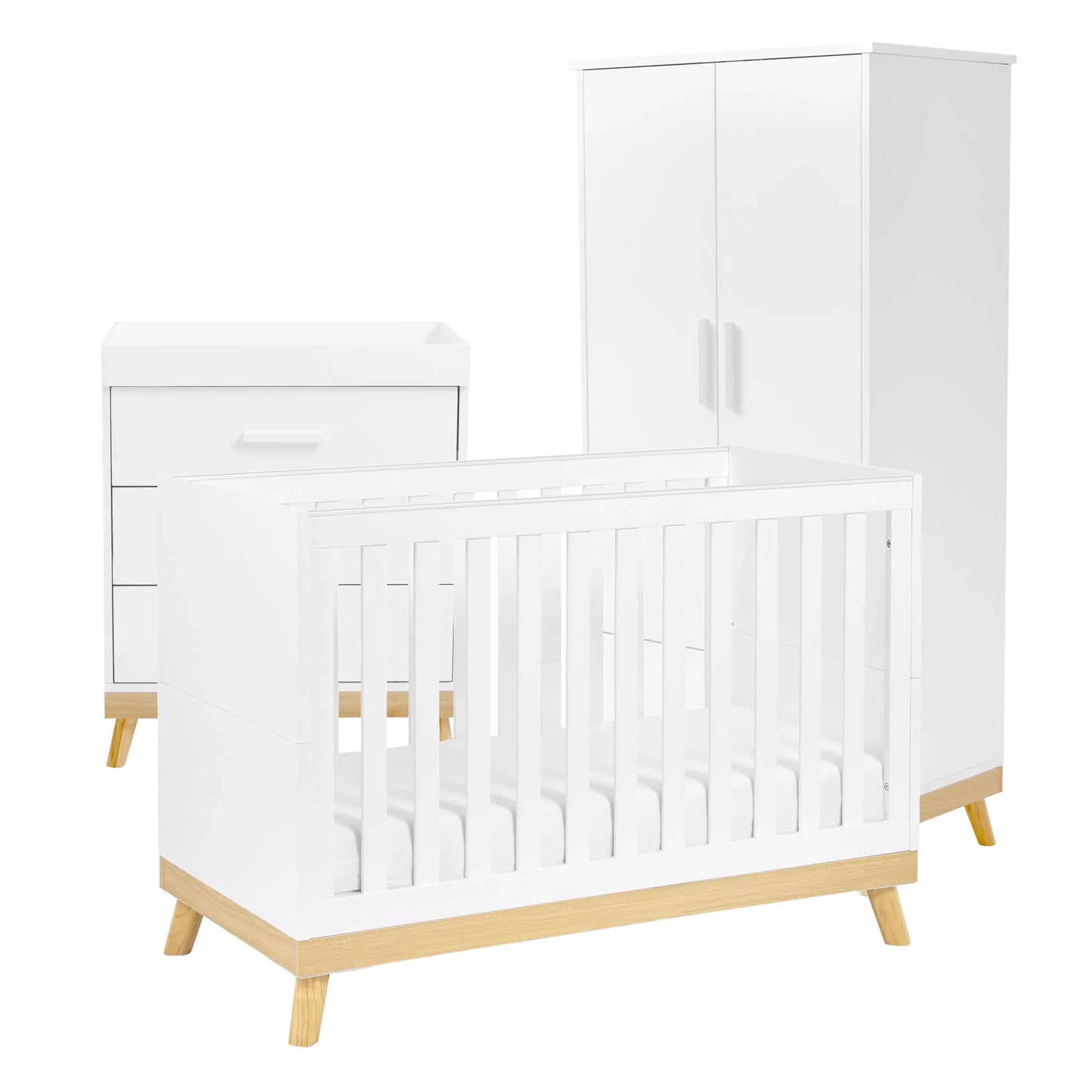 Babymore Mona Mini 3 Piece Nursery Furniture Set – White