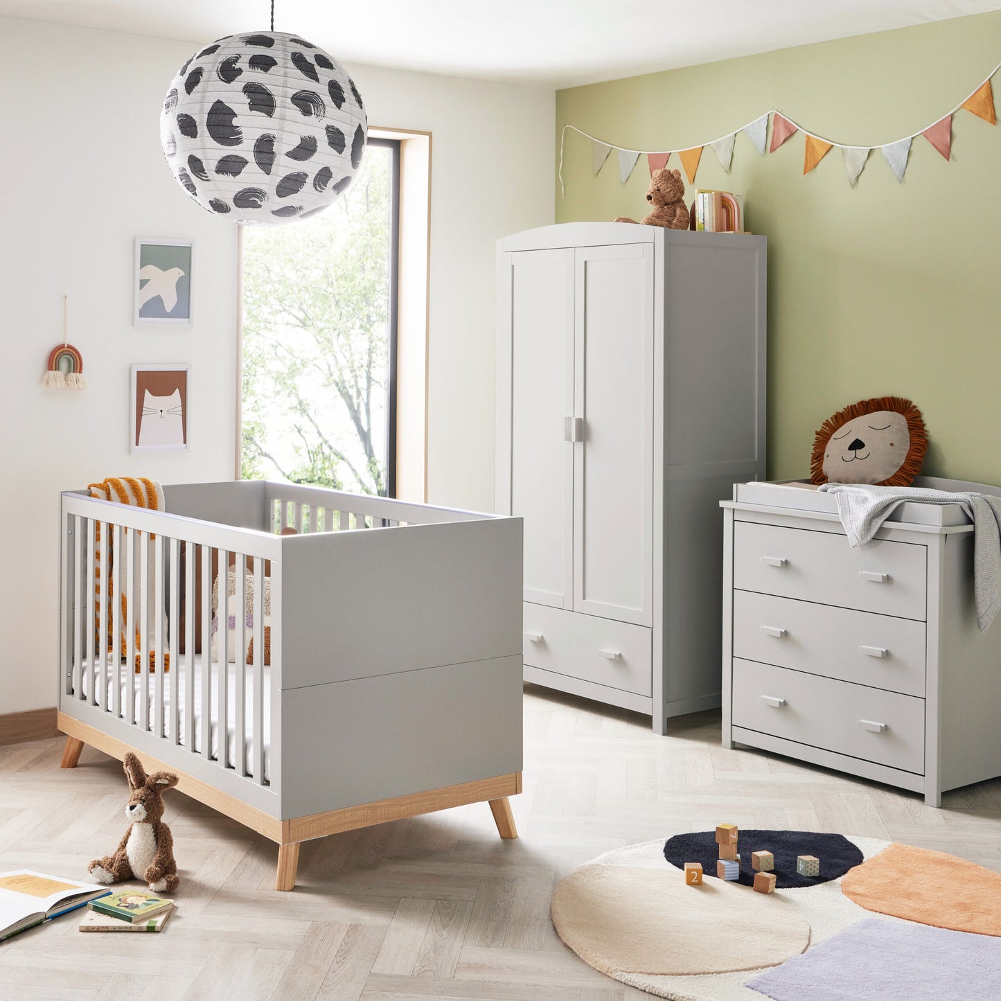 Babymore Mona 3 Piece Universal Nursery Furniture Set – Grey