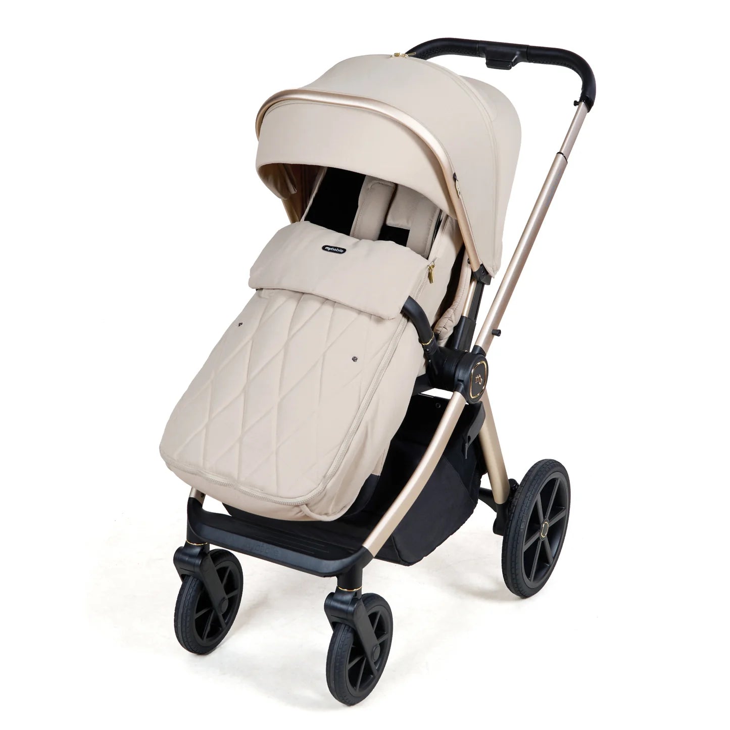 My Babiie MB450 LUXE 3-in-1 Travel System with Rotating Car Seat + Base - Feather