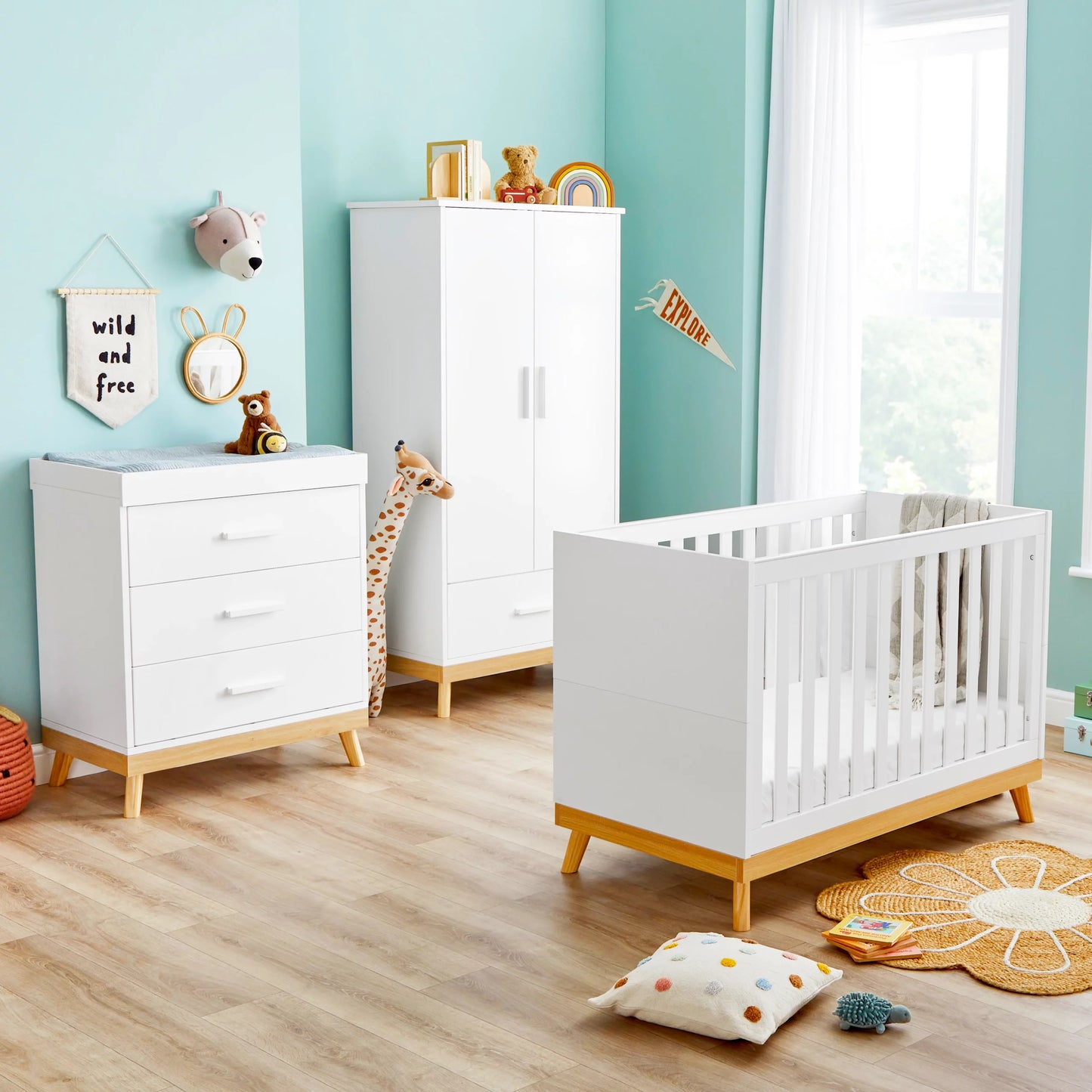 Babymore Mona Mini 3 Piece Nursery Furniture Set – White