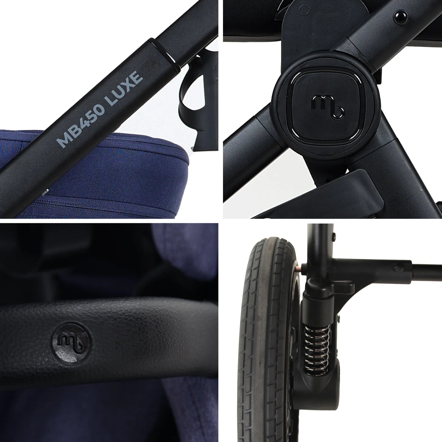 My Babiie MB450 LUXE 3-in-1 Travel System with Rotating Car Seat + Toddler Seat + Base - Indigo