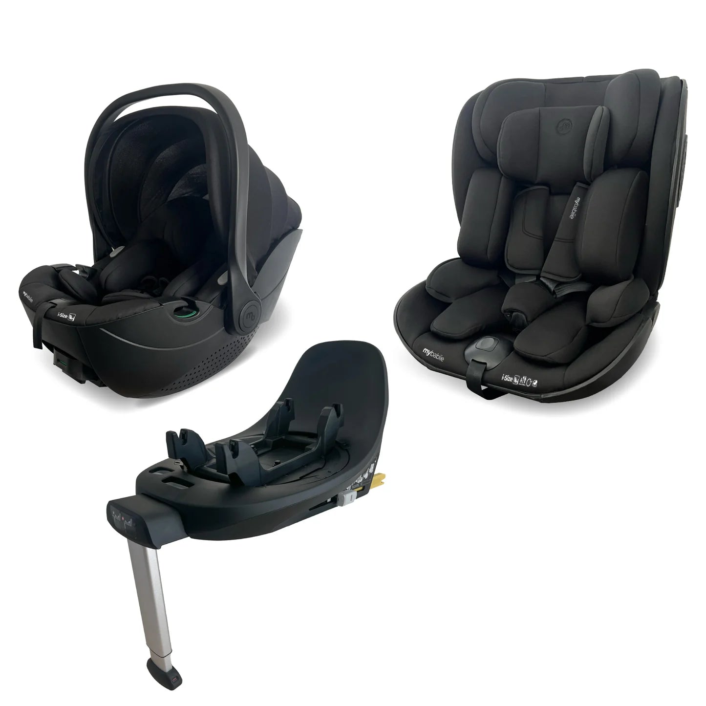 My Babiie MB450 LUXE 3-in-1 Travel System with Rotating Car Seat + Toddler Seat + Base - Black