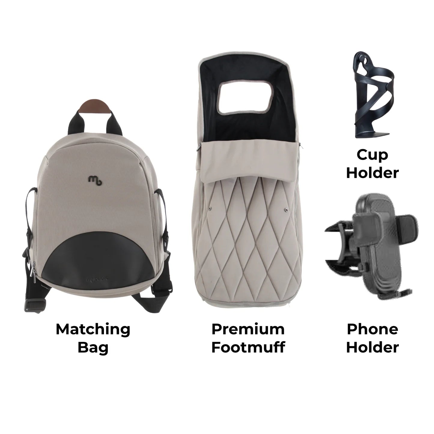 My Babiie MB450 LUXE 3-in-1 Travel System with Rotating Car Seat + Base - Mink