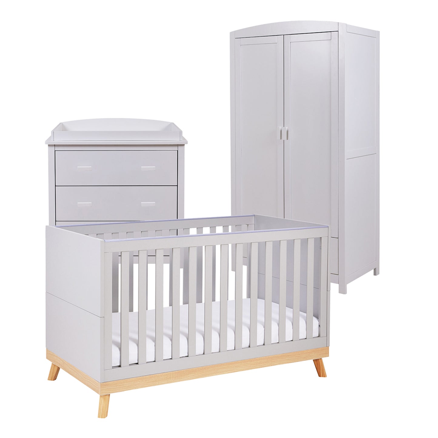 Babymore Mona 3 Piece Universal Nursery Furniture Set – Grey