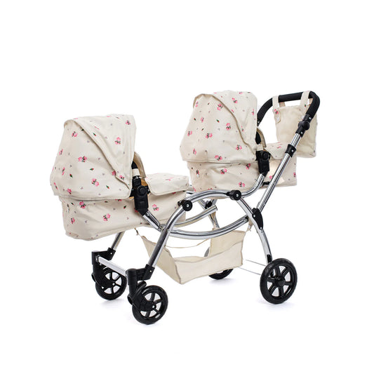 ROMA DARCIE TWIN DOLLS PRAM - CREAM