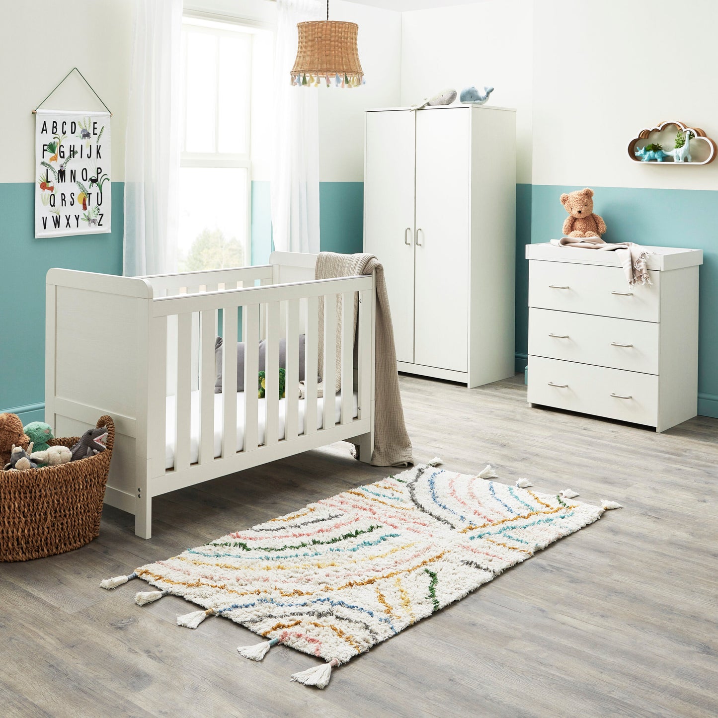 Caro Mini 3 Piece Nursery Furniture Set – White Wash