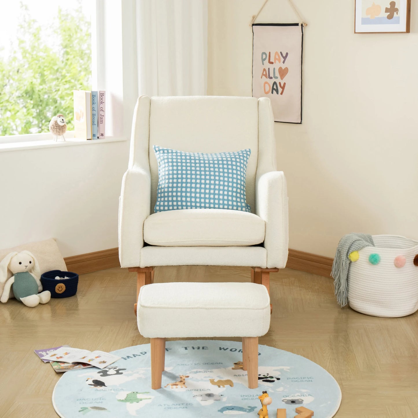 Babymore Ida Nursing Chair with Footstool – Bouclé