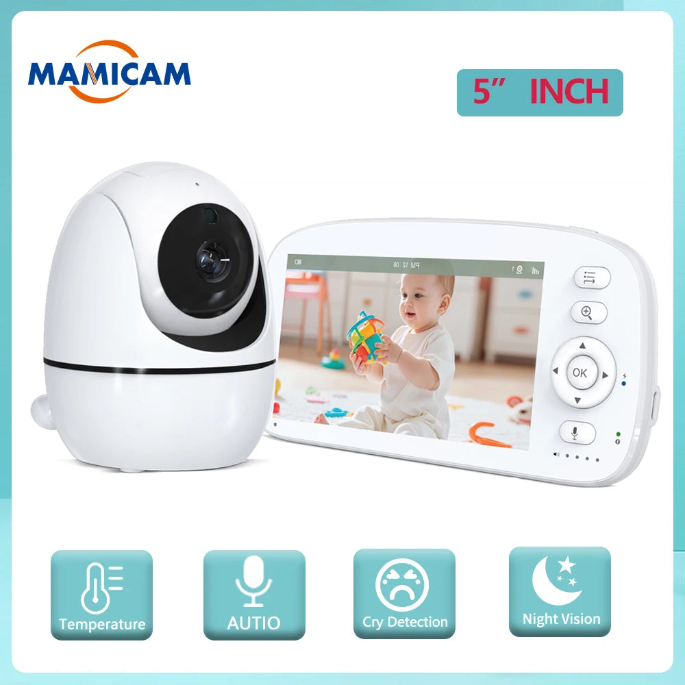 5 INCH IPS Screen Video Baby Monitor Pan Tilt 4X Zoom Camera