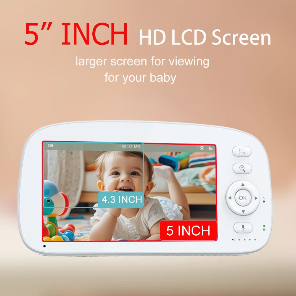 5 INCH IPS Screen Video Baby Monitor Pan Tilt 4X Zoom Camera