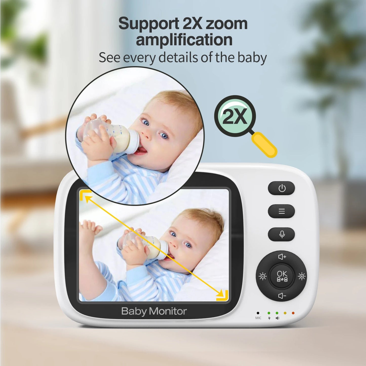 BabyStar 3.2Inch Wireless Video Baby Monitor With Lullabies Auto Night Vision
