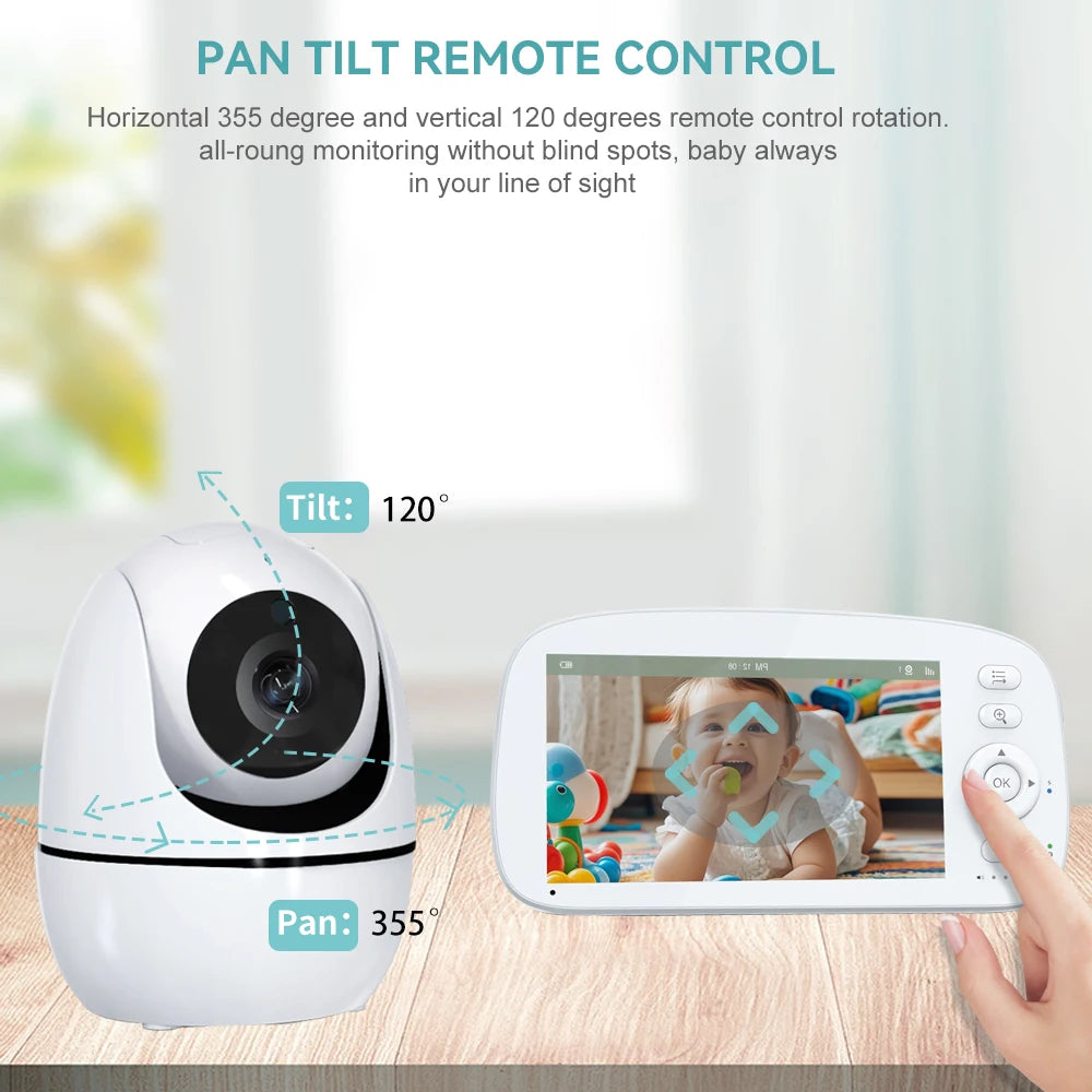 5 INCH IPS Screen Video Baby Monitor Pan Tilt 4X Zoom Camera