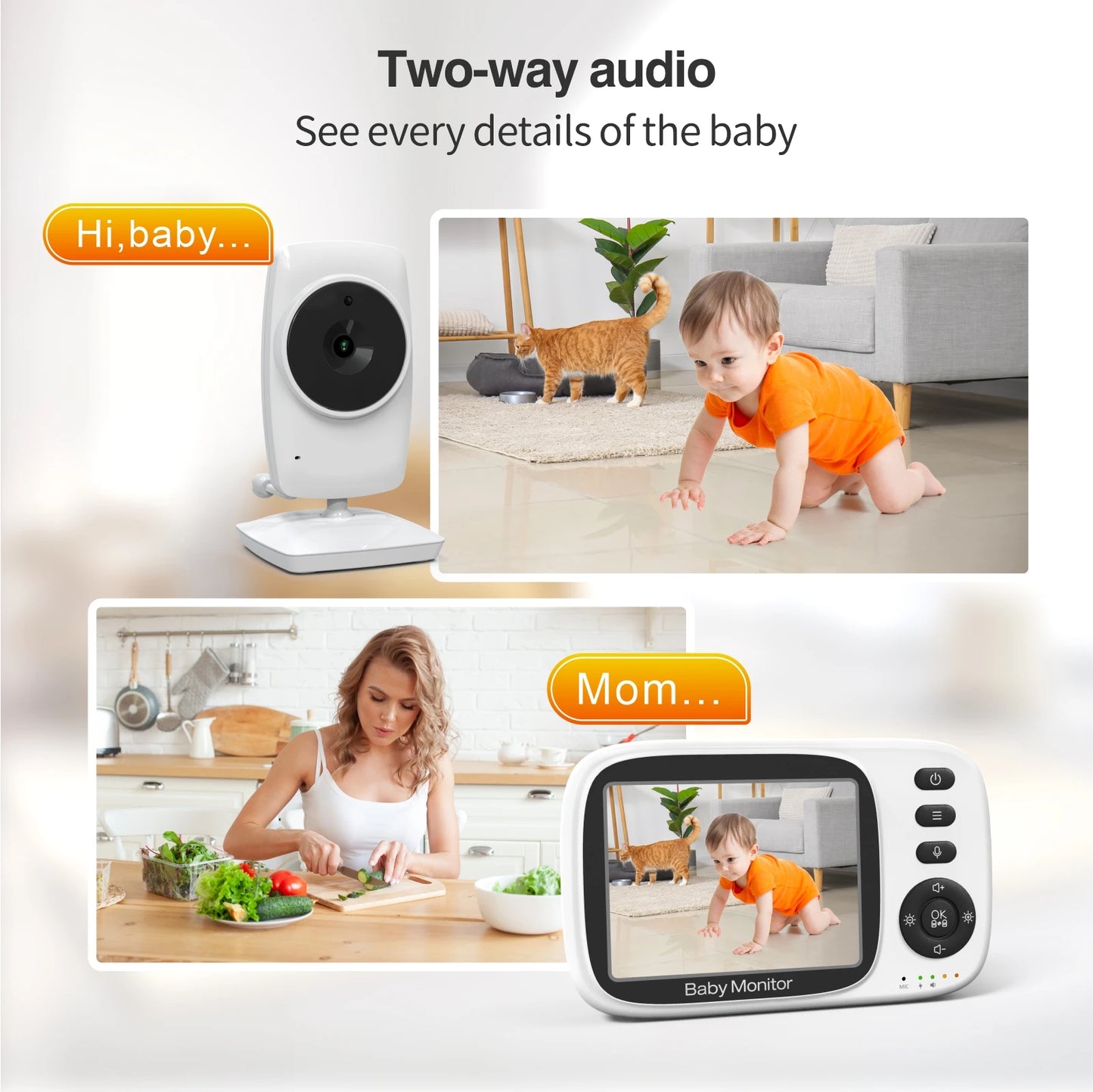 BabyStar 3.2Inch Wireless Video Baby Monitor With Lullabies Auto Night Vision