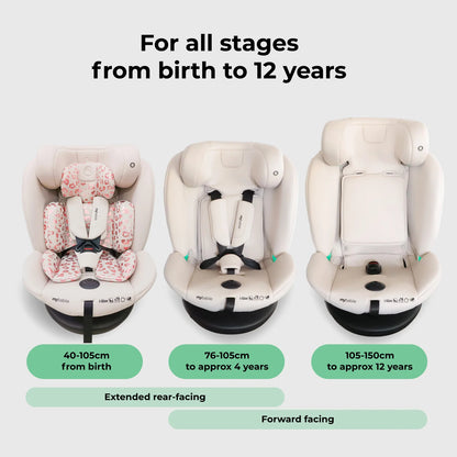 My Babiie MBCS300 Easy Spin R129 Car Seat with Top Tether - Pink Leopard