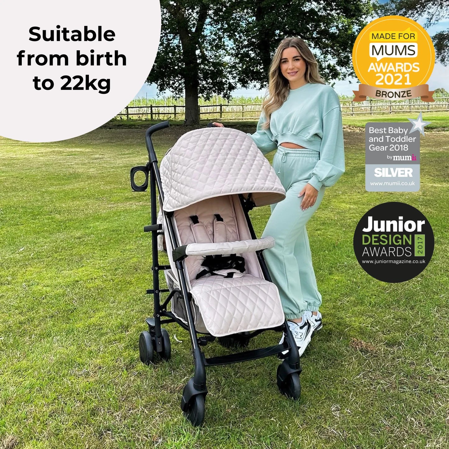 My Babiie MB51 Plus Stroller - Quilted Sand