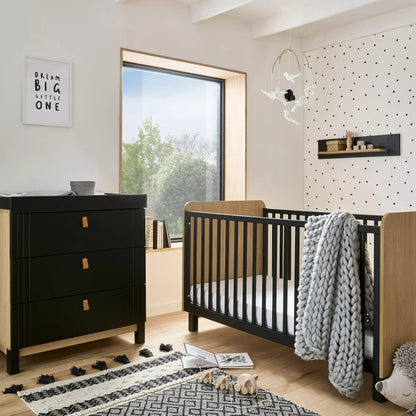 Rafi 3 Piece Nursery Furniture Set - Oak & Black