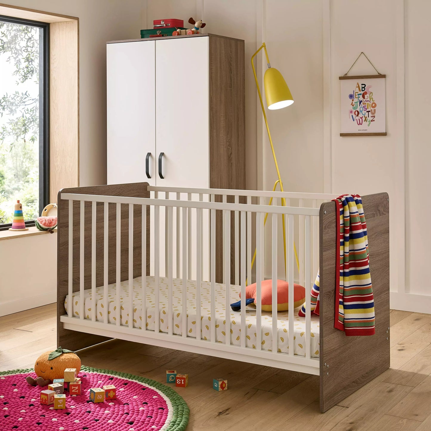 Enzo 3 Piece Nursery Furniture Set - Truffle Oak & White