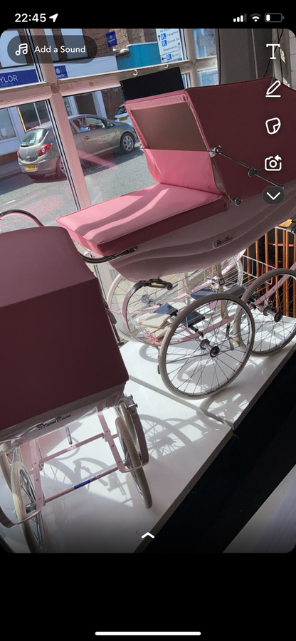 Pink Silver Cross Balmoral & Dolls Pram