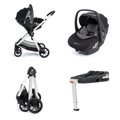 Babymore Mimi Travel System Pecan i-Size Car Seat with Isofix Base – Silver