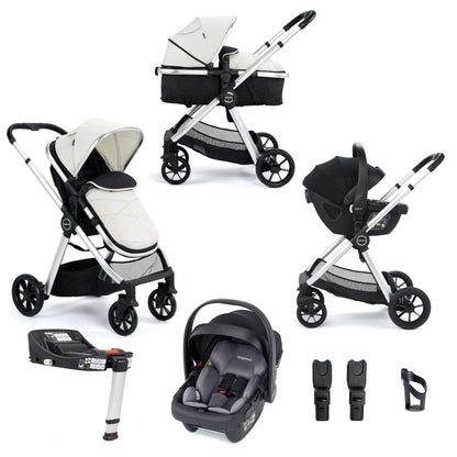 Babymore Mimi Travel System Coco i-Size Car Seat with Isofix Base – Silver