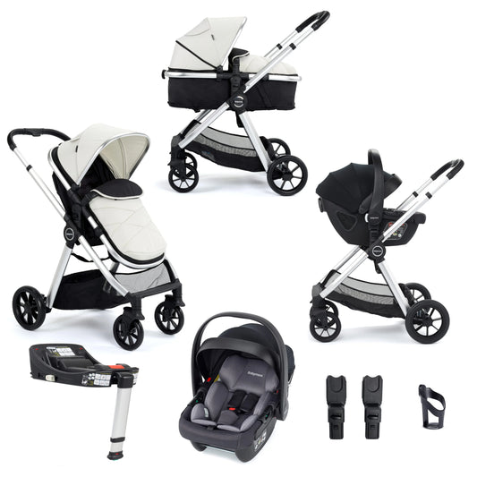 Babymore Mimi Travel System Coco i-Size Car Seat with Isofix Base – Silver