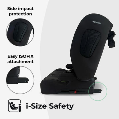 My Babiie MBCS80 Foldable Toddler to Booster R129 Car Seat with ISOFIX - Black