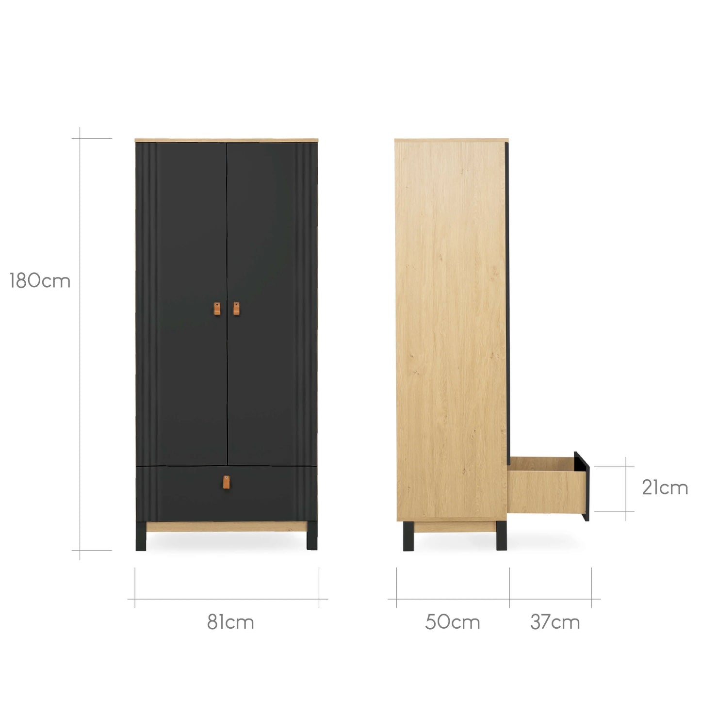 Rafi 3 Piece Nursery Furniture Set - Oak & Black