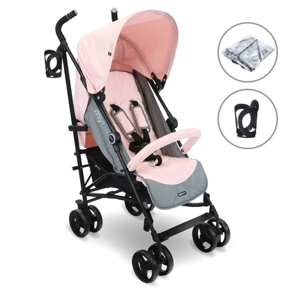 My Babiie MB02 Plus Lightweight Stroller - Pink and Grey