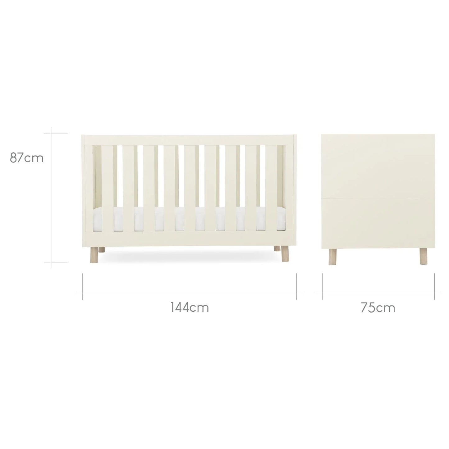 Harper 3 Piece Nursery Furniture Set - Cream & Ash