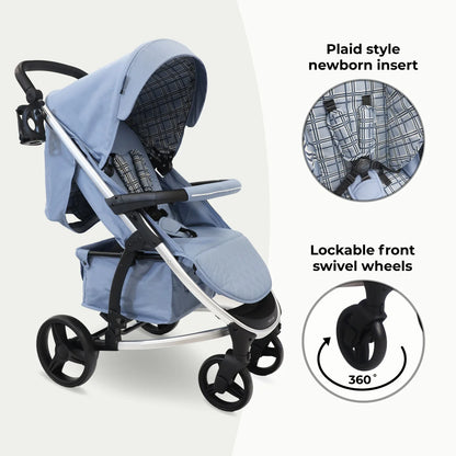 My Babiie MB200i 3-in-1 Travel System with i-Size Car Seat - Blue Plaid