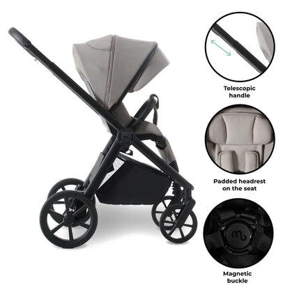 My Babiie MB450 LUXE 3-in-1 Travel System with Rotating Car Seat + Toddler Seat + Base - Mink