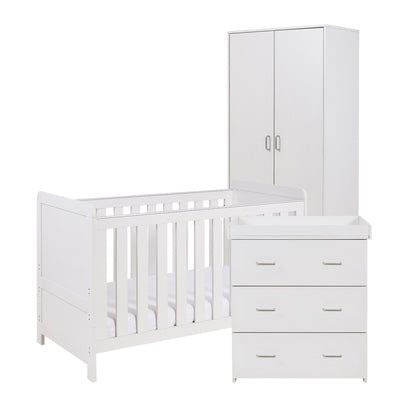 Babymore Caro 3 Piece Nursery Furniture Set – White Wash