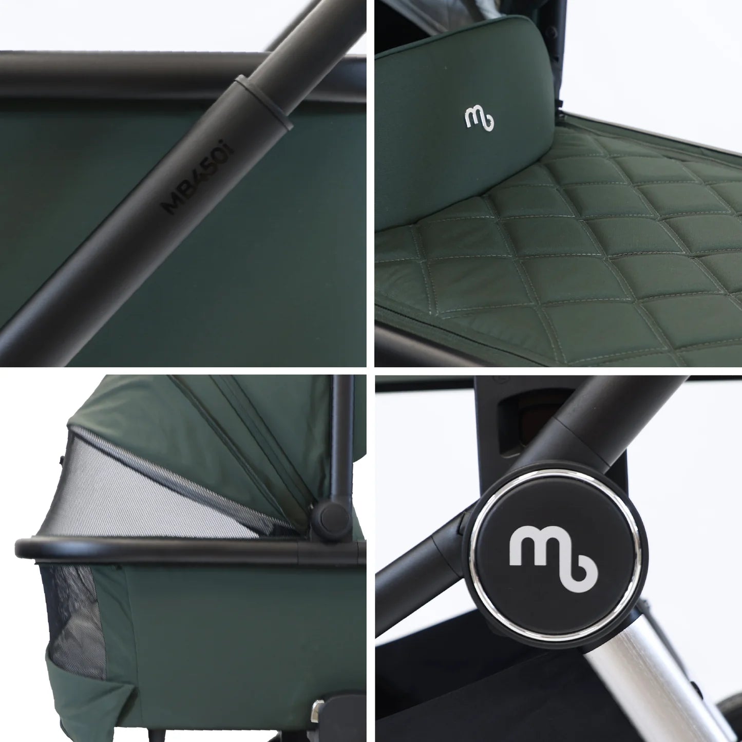 My Babiie MB450i 3-in-1 Travel System with Rotating Car Seat + Base - Forest Green