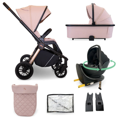 My Babiie MB450i 3-in-1 Travel System with Rotating Car Seat + Base - Pastel Pink