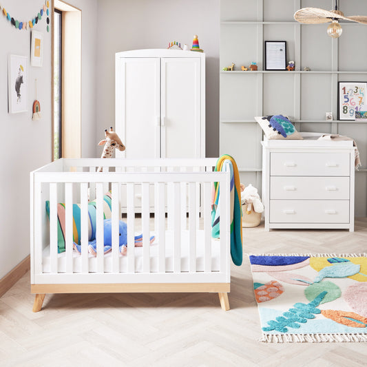 Babymore Mona Mini 3 Piece Universal Nursery Furniture Set – White