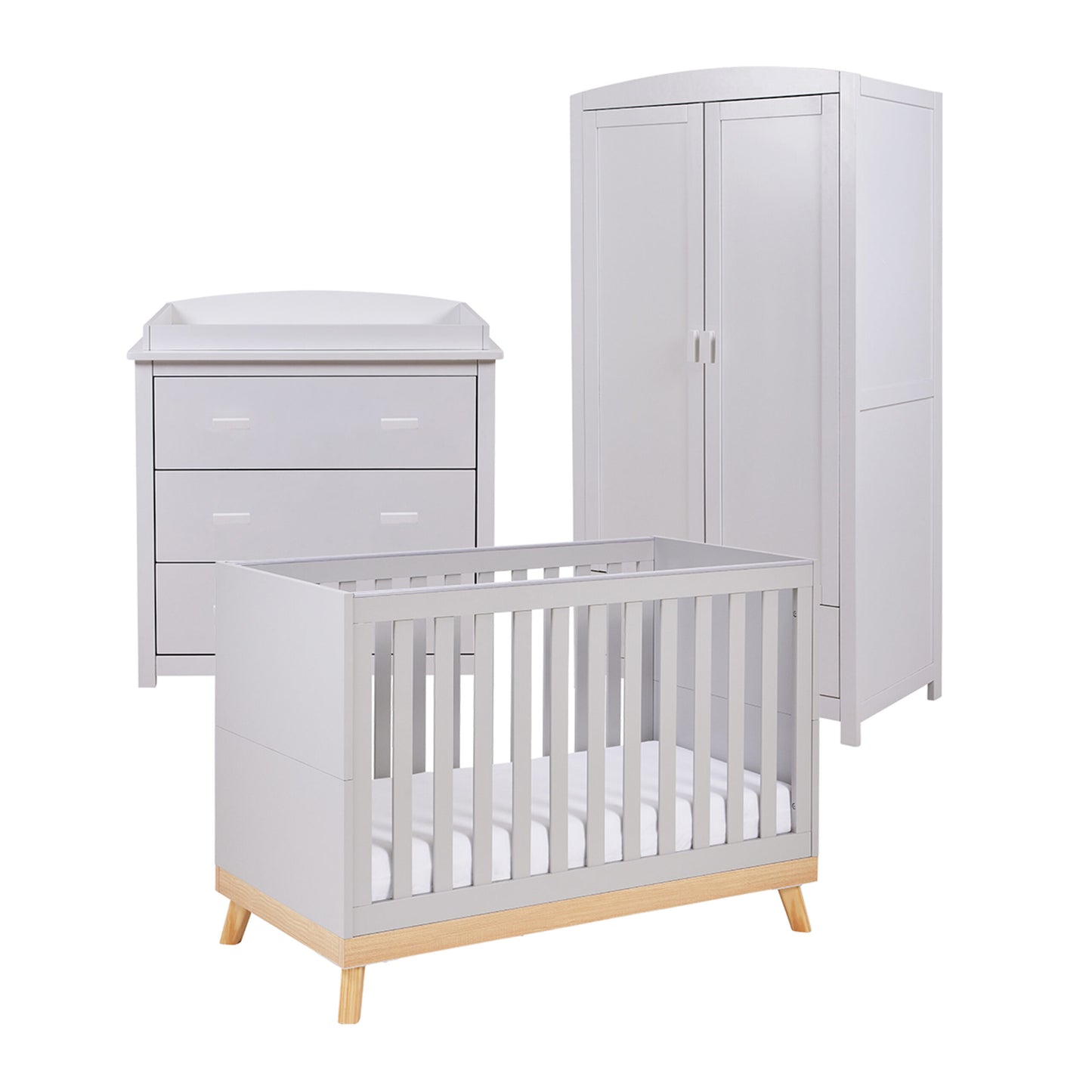 Babymore Mona Mini 3 Piece Universal Nursery Furniture Set – Grey