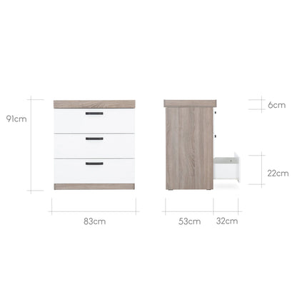 Enzo 3 Piece Nursery Furniture Set - Truffle Oak & White