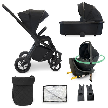 My Babiie MB450i 3-in-1 Travel System with Rotating Car Seat + Base - Black