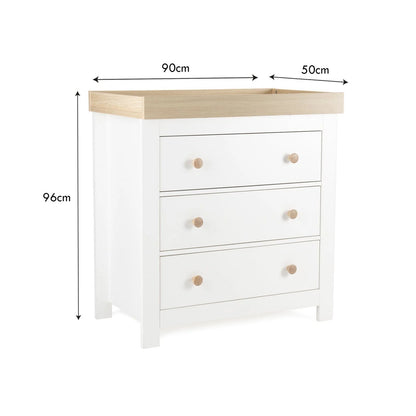 Luna 3 Piece Nursery Furniture Set - White & Oak