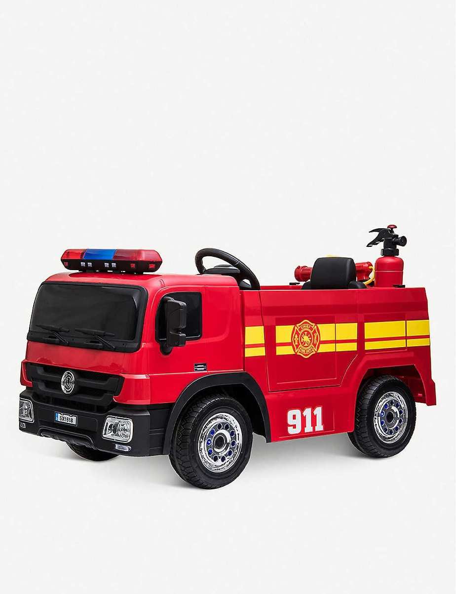 Kids 12v Electric Ride-on Fire Engine with Parental Remote