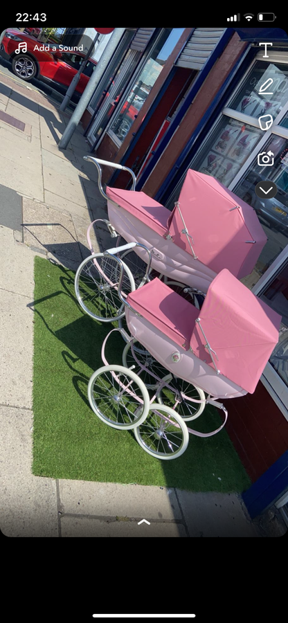 Pink Silver Cross Balmoral & Dolls Pram