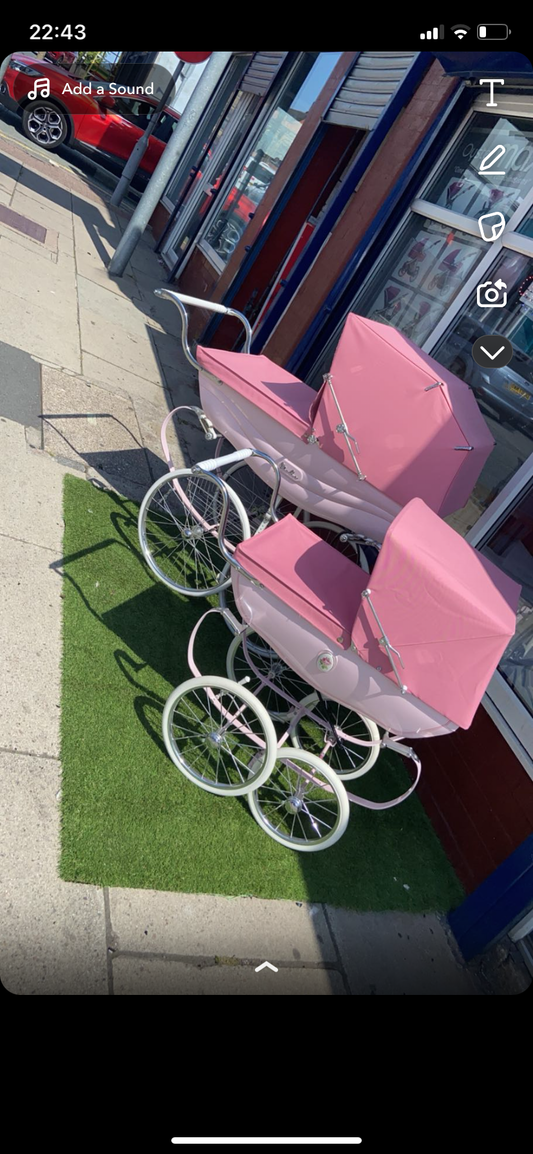 Pink Silver Cross Balmoral & Dolls Pram