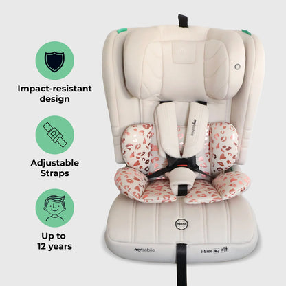 My Babiie MBCS50 Toddler to Booster R129 Car Seat - Pink Leopard